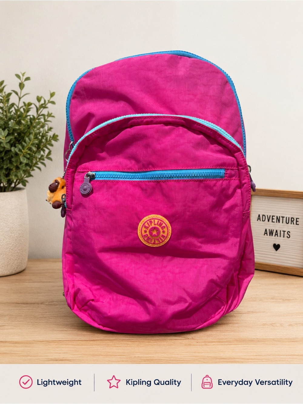 NWT Kipling Seoul Backpack - Azalea Pink Color Block